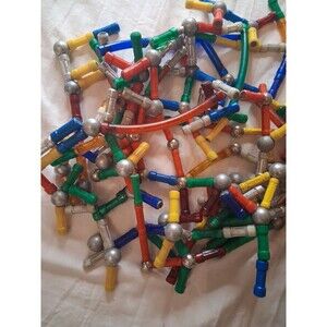 Vintage Magz Magnetic Rods Steel Building Set Creative Colorful Lot With Bag